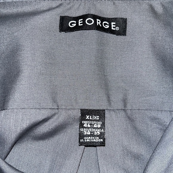 George men’s solid gray monochrome button up dress shirt Size XL - Picture 4 of 4